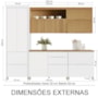 Cozinha Modulada Marquesa 5 Peças com Paneleiro e Balcão Cooktop 80cm Branco/Nature - Nesher 