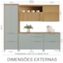 Cozinha Modulada Marquesa 5 Peças com Paneleiro e Balcão Cooktop 80cm Nature/Verde/Nature - Nesher