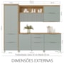 Cozinha Modulada Marquesa 5 Peças com Paneleiro e Balcão Cooktop 80cm Nature/Verde - Nesher