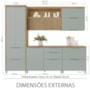 Cozinha Modulada Marquesa 5 Peças com Paneleiro e Balcão Cooktop 80cm Verde/Nature - Nesher