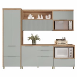 Cozinha Modulada Marquesa 5 Peças com Paneleiro Nature/Verde - Nesher