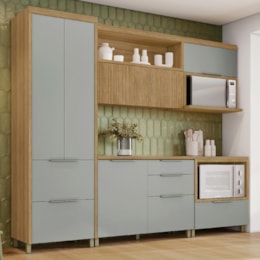 Cozinha Modulada Marquesa 5 Peças com Paneleiro Verde/Nature - Nesher