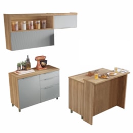 Cozinha Modulada Marquesa 5 Peças Nature/Verde com Bancada 120cm - Nesher