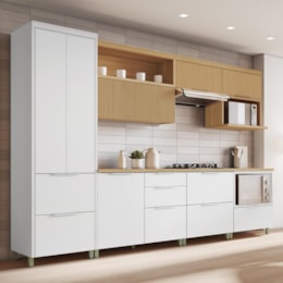Cozinha Modulada Marquesa 7 Peças com Paneleiro Branco/Nature - Nesher