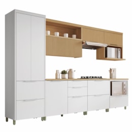 Cozinha Modulada Marquesa 7 Peças com Paneleiro Branco/Nature - Nesher