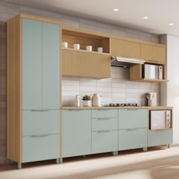 Cozinha Modulada Marquesa 7 Peças com Paneleiro Nature/Verde - Nesher