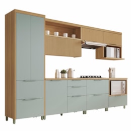 Cozinha Modulada Marquesa 7 Peças com Paneleiro Nature/Verde - Nesher