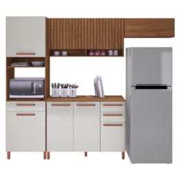 Cozinha Modulada Monza 4 Peças com Torre Quente 1 Forno Freijó/Off White - Indékes Cozinha Modulada Monza 4 Peças com Torre Quente 1 Forno Freijó/Off White - Indékes