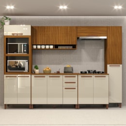 Cozinha Modulada Monza 6 Peças com Paneleiro Freijó/Off White - Indékes  Cozinha Modulada Monza 6 Peças com Paneleiro Freijó/Off White - Indékes