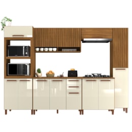 Cozinha Modulada Monza 6 Peças com Paneleiro Freijó/Off White - Indékes  Cozinha Modulada Monza 6 Peças com Paneleiro Freijó/Off White - Indékes
