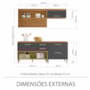 Cozinha Modulada Princesa 3 Peças com Balcão 120cm e Caixa Organizadora Freijó/Grafite - Nesher
