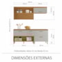 Cozinha Modulada Princesa 3 Peças com Balcão 120cm e Caixa Organizadora Freijó/Off White - Nesher
