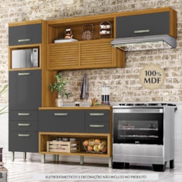 Cozinha Modulada Princesa 3 Peças com Torre Quente 1 Forno Freijó/Grafite - Nesher