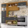 Cozinha Modulada Princesa 3 Peças com Torre Quente 1 Forno Freijó/Grafite - Nesher