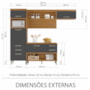Cozinha Modulada Princesa 3 Peças com Torre Quente 1 Forno Freijó/Grafite - Nesher