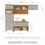 Cozinha Modulada Princesa 3 Peças com Torre Quente 1 Forno Freijó/Off White - Nesher