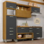 Cozinha Modulada Princesa 4 Peças com Torre Quente 1 Forno Freijó/Grafite - Nesher