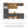 Cozinha Modulada Princesa 4 Peças com Torre Quente 1 Forno Freijó/Grafite - Nesher