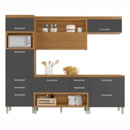 Cozinha Modulada Princesa 4 Peças com Torre Quente 1 Forno Freijó/Grafite - Nesher