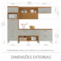 Cozinha Modulada Princesa 4 Peças com Torre Quente 1 Forno Freijó/Off White - Nesher 