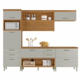 Cozinha Modulada Princesa 4 Peças com Torre Quente 1 Forno Freijó/Off White - Nesher 