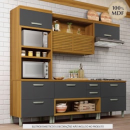 Cozinha Modulada Princesa 4 Peças com Torre Quente 2 Fornos Freijó/Grafite - Nesher  
