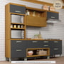 Cozinha Modulada Princesa 4 Peças com Torre Quente 2 Fornos Freijó/Grafite - Nesher  