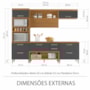 Cozinha Modulada Princesa 4 Peças com Torre Quente 2 Fornos Freijó/Grafite - Nesher  
