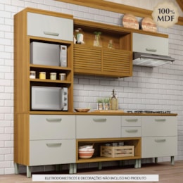 Cozinha Modulada Princesa 4 Peças com Torre Quente 2 Fornos Freijó/Off White - Nesher