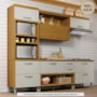 Cozinha Modulada Princesa 4 Peças com Torre Quente 2 Fornos Freijó/Off White - Nesher