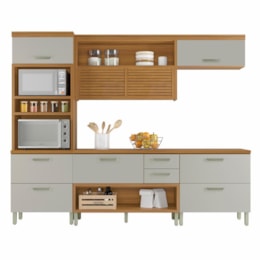 Cozinha Modulada Princesa 4 Peças com Torre Quente 2 Fornos Freijó/Off White - Nesher