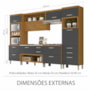 Cozinha Modulada Princesa 5 Peças com Torre Quente 2 Fornos Freijó/Grafite - Nesher