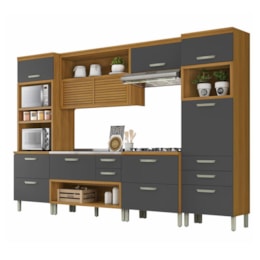 Cozinha Modulada Princesa 5 Peças com Torre Quente 2 Fornos Freijó/Grafite - Nesher
