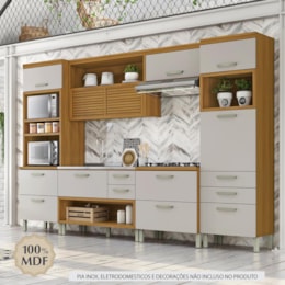 Cozinha Modulada Princesa 5 Peças com Torre Quente 2 Fornos Freijó/Off White - Nesher