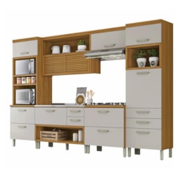 Cozinha Modulada Princesa 5 Peças com Torre Quente 2 Fornos Freijó/Off White - Nesher