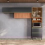 Cozinha Modulada Proença 3 Peças com Aéreo 120cm Ripado Nogueira Touch/Carbono Prime TX - Demartêz