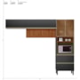 Cozinha Modulada Proença 3 Peças com Aéreo 120cm Ripado Nogueira Touch/Carbono Prime TX - Demartêz