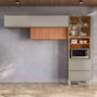 Cozinha Modulada Proença 3 Peças com Aéreo 120cm Ripado Nogueira Touch/Nude Prime TX - Demartêz 