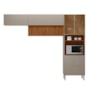 Cozinha Modulada Proença 3 Peças com Aéreo 120cm Ripado Nogueira Touch/Nude Prime TX - Demartêz 