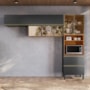 Cozinha Modulada Proença 3 Peças com Aéreo 80cm Nogueira Touch/Carbono Prime TX - Demartêz 