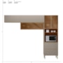 Cozinha Modulada Proença 3 Peças com Aéreo 80cm Nogueira Touch/Nude Prime TX - Demartêz
