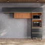 Cozinha Modulada Proença 3 Peças com Torre Quente 2 Fornos e Aéreo 120cm Ripado Nogueira Touch/Carbono Prime TX - Demartêz