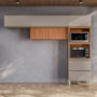 Cozinha Modulada Proença 3 Peças com Torre Quente 2 Fornos e Aéreo 120cm Ripado Nogueira Touch/Nude Prime TX - Demartêz