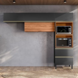 Cozinha Modulada Proença 3 Peças com Torre Quente 2 Fornos Nogueira Touch/Carbono Prime TX - Demartêz