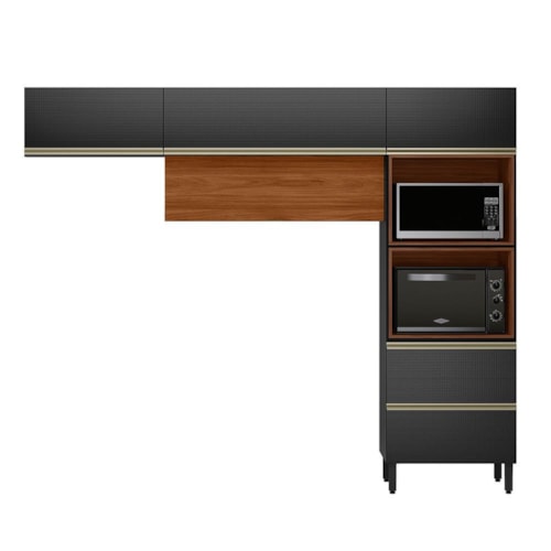 Cozinha Modulada Proença 3 Peças com Torre Quente 2 Fornos Nogueira Touch/Carbono Prime TX - Demartêz