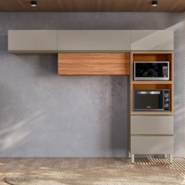 Cozinha Modulada Proença 3 Peças com Torre Quente 2 Fornos Nogueira Touch/Nude Prime TX - Demartêz