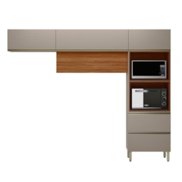 Cozinha Modulada Proença 3 Peças com Torre Quente 2 Fornos Nogueira Touch/Nude Prime TX - Demartêz
