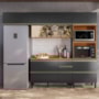 Cozinha Modulada Proença 4 Peças Balcão 120cm Nogueira Touch/Carbono Prime TX com Tampo em MDF - Demartêz