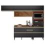 Cozinha Modulada Proença 4 Peças Balcão 120cm Nogueira Touch/Carbono Prime TX com Tampo em MDF - Demartêz
