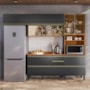 Cozinha Modulada Proença 4 Peças Balcão 120cm Nogueira Touch/Carbono Prime TX com Tampo em MDF - Demartêz